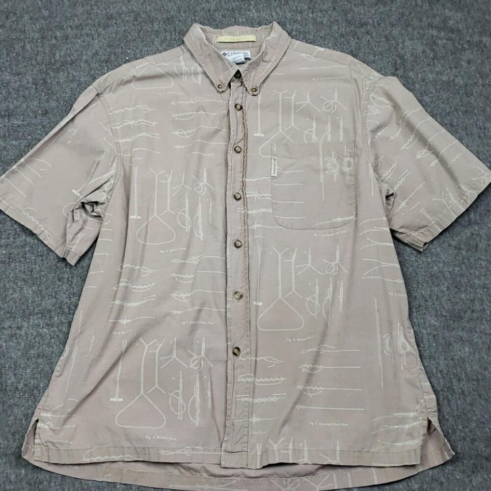 Columbia River Lodge Tan Cotton Button Down Shirt Men’s Large